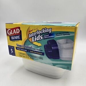 Gladware 24Oz Airtight Food Storage Containers 5 Count Soup & Salad Discontinued